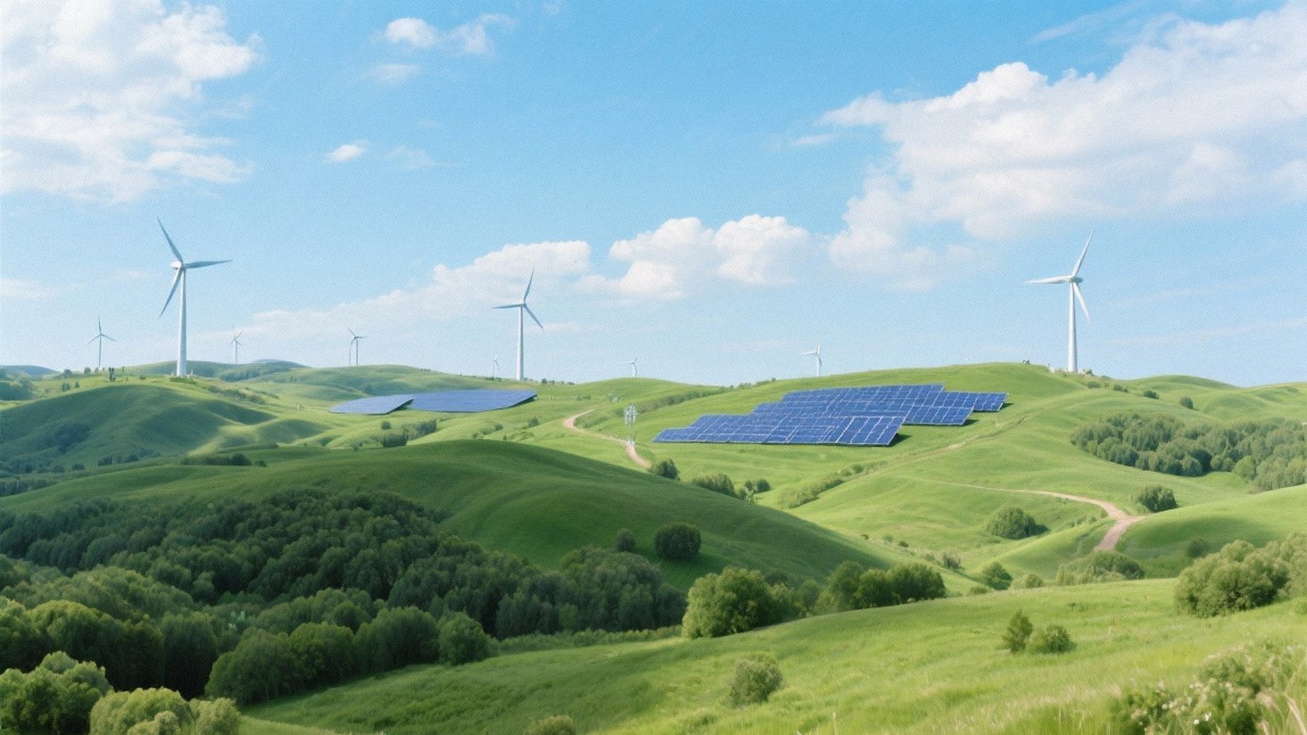 Grönskande landskap med förnybar energi